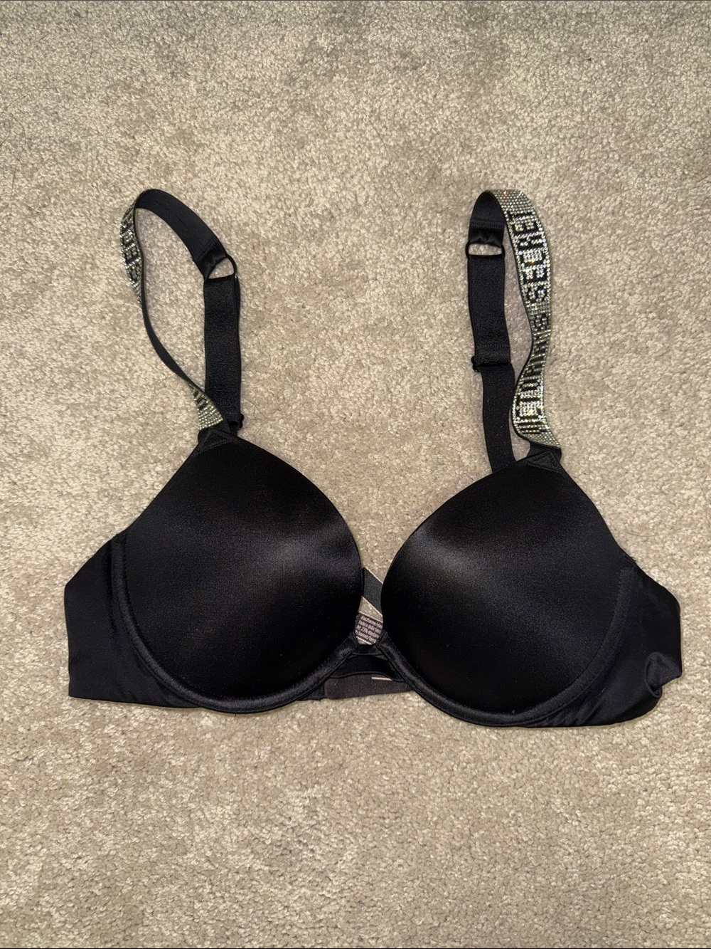 Victoria's Secret Black Push-Up Bra with Embellished Straps
